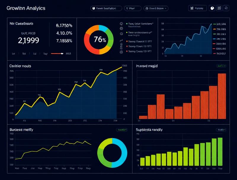 Business growth analytics dashboard showing continuous improvement metrics